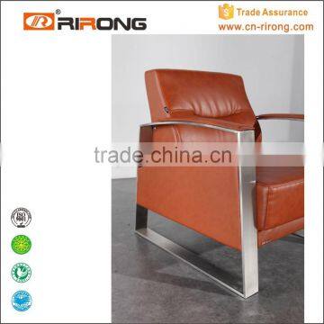 Modern Metal Armrest Design Italy Leather Office Sofa photo-6