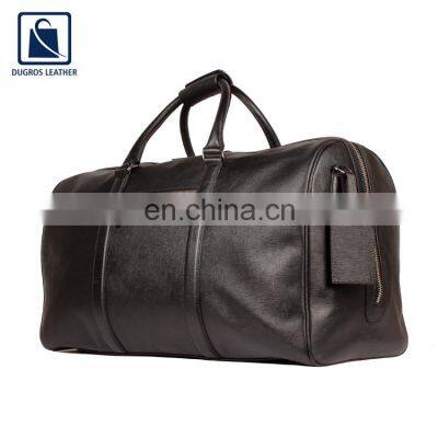 Fashion Style Polyester Lining Material and Nickle Fittings Unique Design Travel Genuine Leather Duffel Bag for Men