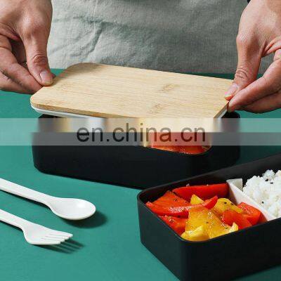Biodegradable Compartment Microwaveable Plastic Bamboo Fiber Lid Bento Lunch Box Divider Set Accessories for Kids Adults photo-4