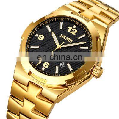 custom watch horloges skmei 9290 brand luxury quartz men wrist watch waterproof stainless steel gold watch