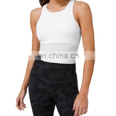 Newest Women Ribbed Fitness Yoga Tanks Tops With Padded Workout Gym Sport Bra Women Vest