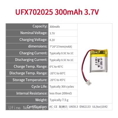 China Best LiPo Battery Supplier Lipo Batteries For RC UFX 702025 300mAh 3.7V Small Rechargeable LiPo Battery