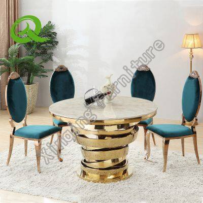 Royal Wedding Gold Stainless Steel High Back Restaurant Dining Chairs