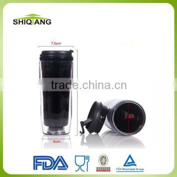 350ml DIY plastic high grade promotional travel coffee mugs with changeable insert paper BPA free