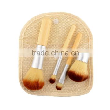 4pcs Private logo bamboo handle makeup brush kit powder brush foundation brush with punch