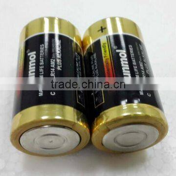 1.5V Nominal Voltage and Zn/MnO2 Battery Type LR14 C alkaline dry cell