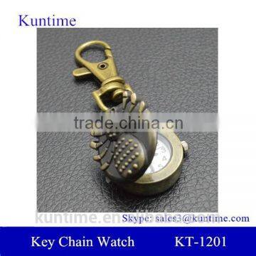 digital key chain watch with retro metal bronzed chain spider pocket watch