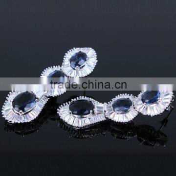 Factory Wholesale Best Quality Zircon Jewelry Baguette Multi Colored Stones Earrings photo-6