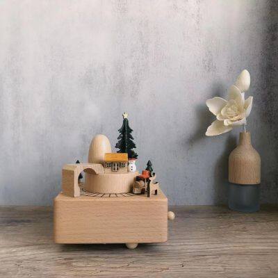 Handmade Wooden Rotating Music Box Creative Gift photo-4