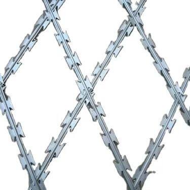 High Protection Stretched Ribbon Barbed Wire razor Blade Wire Mesh Fence