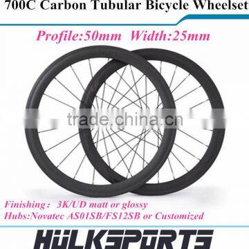 Road bicycle wheel 700C carbon road bike Tubular wheel 50mm Tubular carbon wheelset