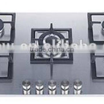 five burner stainless steel gas hob