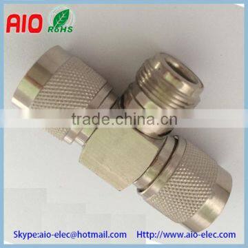 T tee N type female to double male adaptor rf connector