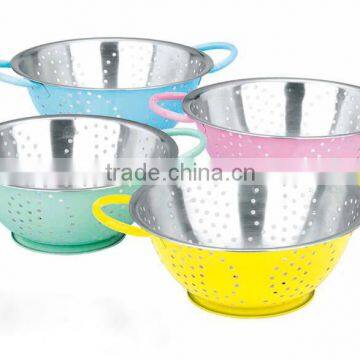 Color stainless steel fruit Sieve Fruit Colander 24-30cm