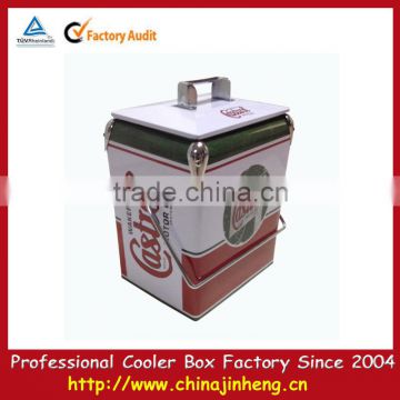 2015 new promotion and new design retro metal cooler box,17L metal cooler