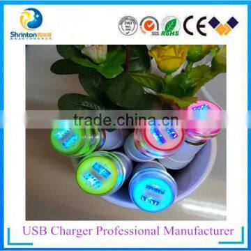 LED USB Car Charger Adapter 2 Port 2.4A For iPhone Samsung Galaxy HTC