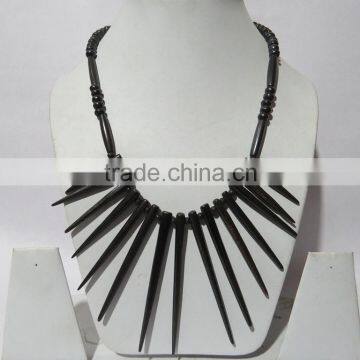Bone Spike Carved Tribal Necklace Gypsies Jewelry Mexican Beads photo-5