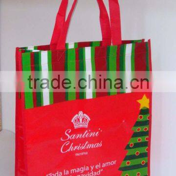 christmas theme laminated non woven shopping bag