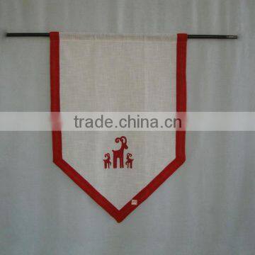 Applique deer embroidery curtain on linen type fabric