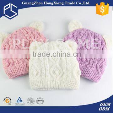 Good quality color custom wholesale newborn baby girl knit hats