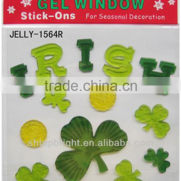 glass jelly sticker, St. Pat's Day,size 20*20*0.3cm, conform to EN71