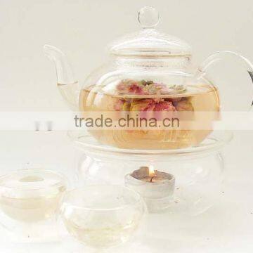 crystal borosilciate glass teapot with handle