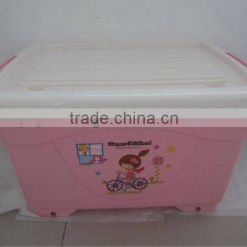 50L Plastic wheel storage box PP container with wheels