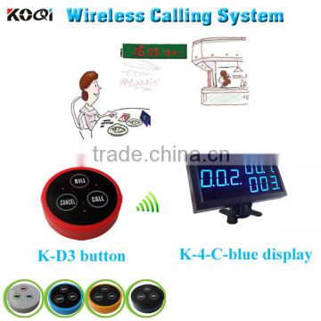 restaurant equipment with led display screen and 3-key table button for waiter service client