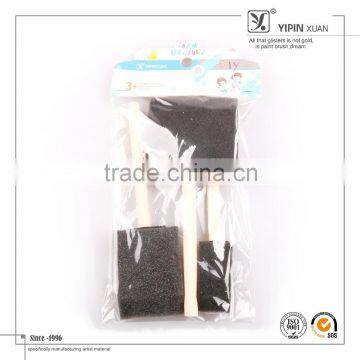 Free Sample Kids DIY Wooden Handle Black Sponge Brush