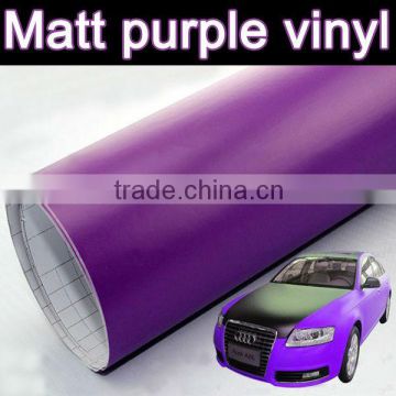 Popular matt purple car vinyl wrap film 1.52*30m each roll, auto vinyl rolls for car body color changing