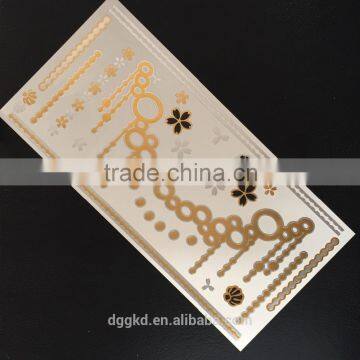 gold silver metallic tattoo fashion flash tattoo colorful temporary tattoo sticker/tatoos