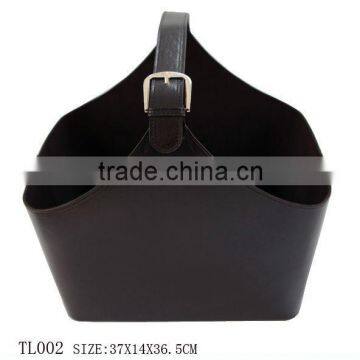 super elegant leather coated basket, hotel amenities