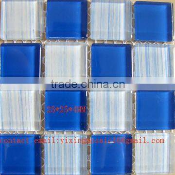 4mm thickness good quality durable looks nice blue and white mixed color Glass Crystal Mosaic Tiles YX-CT13