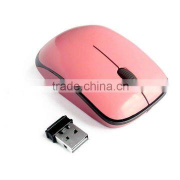 Pink 2.4G wireless optical mouse with mini receiver