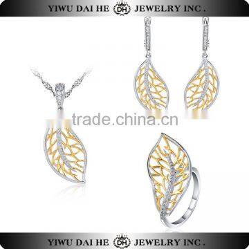 SNS016 Fashion Yellow 925 Sterling Silver Wedding Jewelry Set