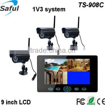 2.4GHZ 9"TFT-LCD touch key wireless camera and dvr with motion detection recording