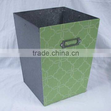 Appliqued metal zinc garbage bin