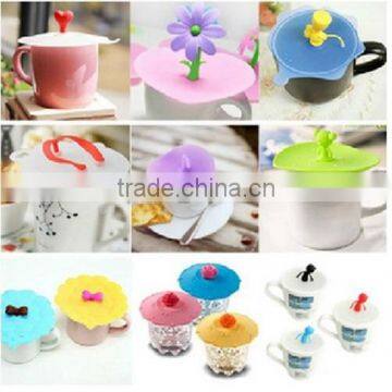 Unique sweet food grade cartoon silicone cup lid/cup cover with low price