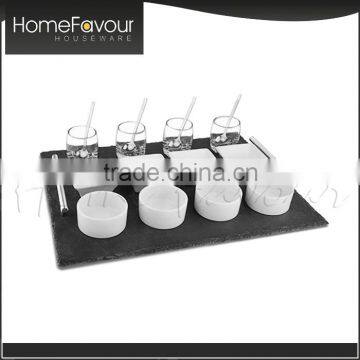 Production Assessment Factory LFGB Available Slate Tray With Handle 17pcs Tapas Set