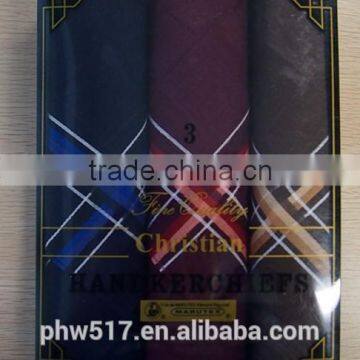 Three mounted-23 gift box cotton Cheap Satin Men's handkerchiefs custom export