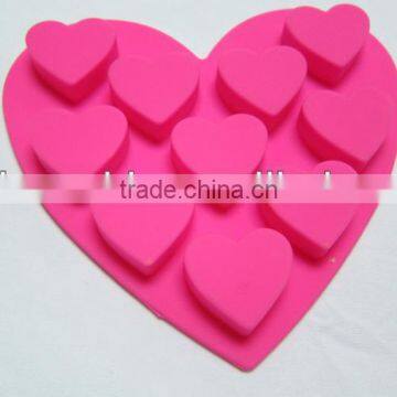 Customize Heart Shape 10 Holes Microwave Silicone Cake mold, Roaster Bakeware