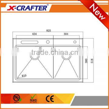 Brushed Surface Treatment Double Bowl Overmount Water Sink photo-2