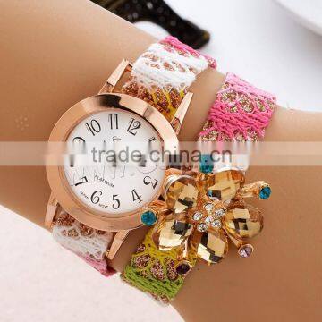 teenage fashion watches with 2lnch extender chain Flower quartz bracelet watches