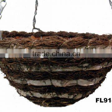 Birch Bark Hanging Flower Basket