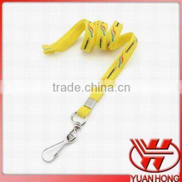 Silkscreen printing yellow tubular lanyard with swivel J-hook
