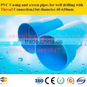 Water well PVC casing and screen pipes with thread connection made in China