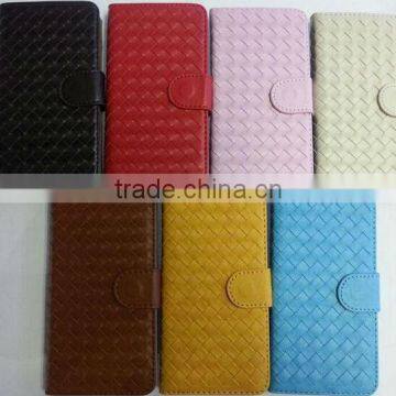 Chinese factory cheap weave wallet pattern leather case for Sony Xperia Z4 with stand