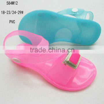 Pink PVC transparent crystal girls open-toe sandals