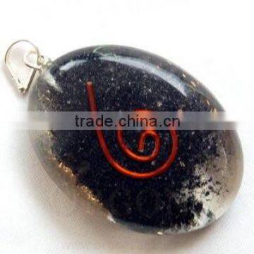 Black Tourmaline Orgone Oval Pendant | Black Stone Pendant | Orgonite Pendant | Orgone Pendant | Oval Stone | Oval Pendant |