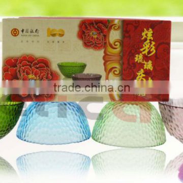 Promotional Colored Flower Shape Glass Bowl